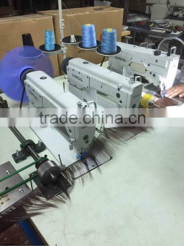Glod wheel Juki three head hair weaving sewing machine/hair making wig machine