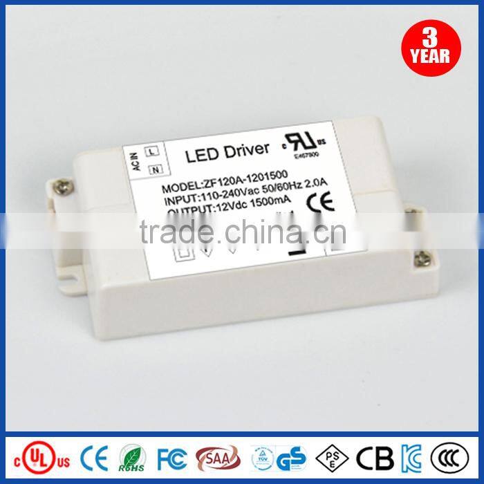 AC 110-240V to DC 12V 1500mA led electronic transformer smart power supply driver 18W
