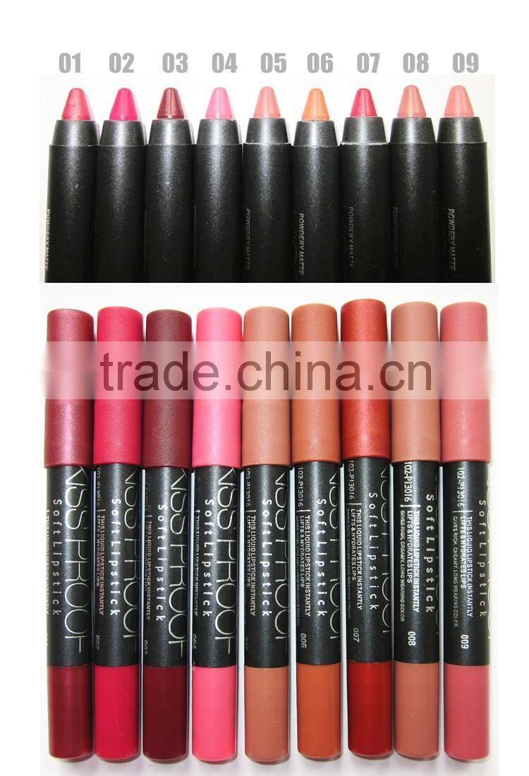 Menow kiss proof 19colors matte waterproof matte lipstick matte lipliner