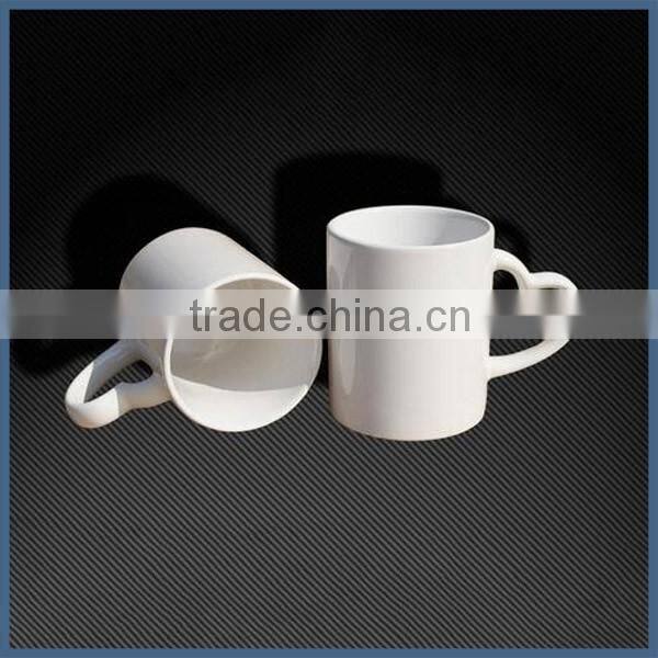 Popular heart shape handle 11oz white ceramic mug