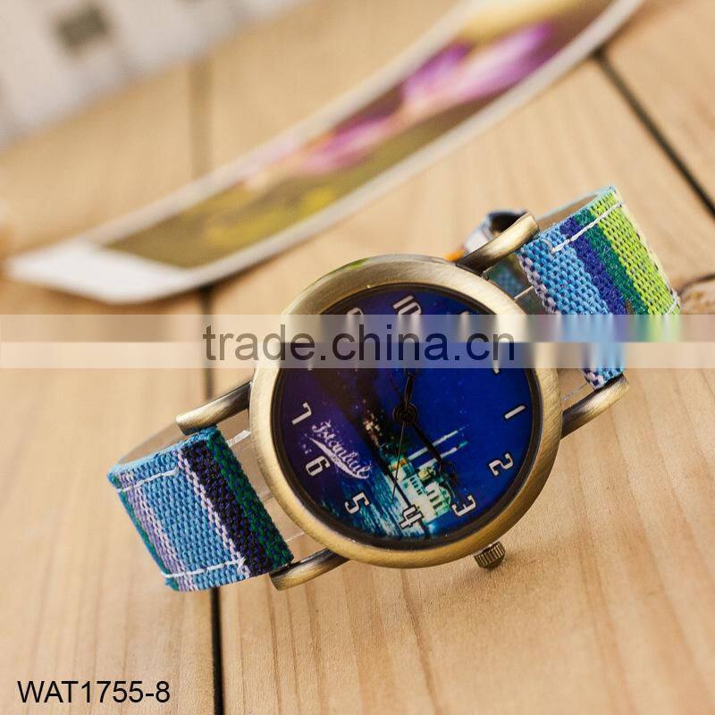 New Handmade Dial Denim Strap Wrist Watch