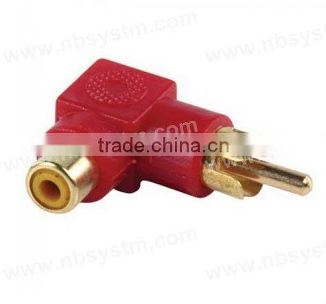 right angle RCA plug to RCA jack adapter red