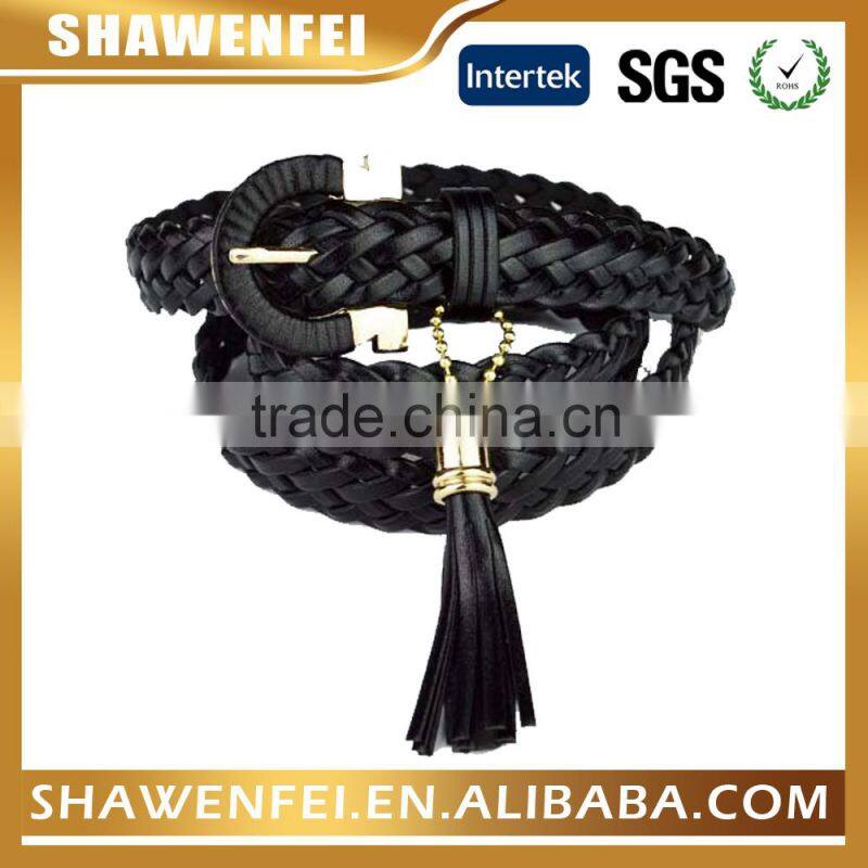 2015 Fashion 100% Handmade Braid Lady Belt With Tassels