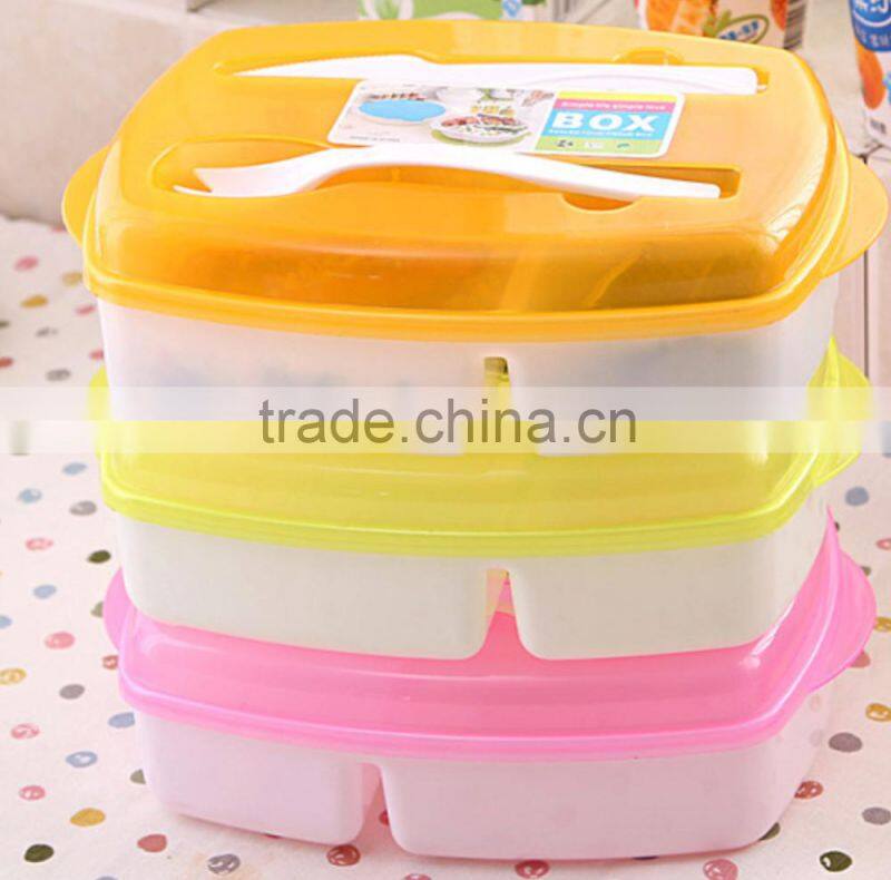 The new 2016 built-in three bento boxes Easy to carry the environmental protection plastic lunch box set of box of wholesale