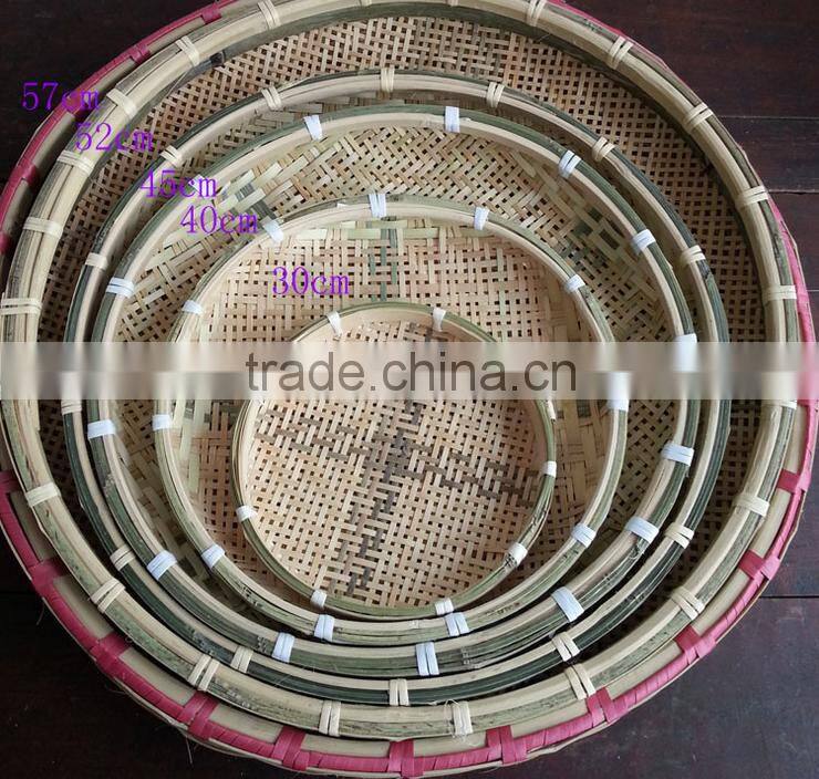 Flat bamboo weaving sieve basket