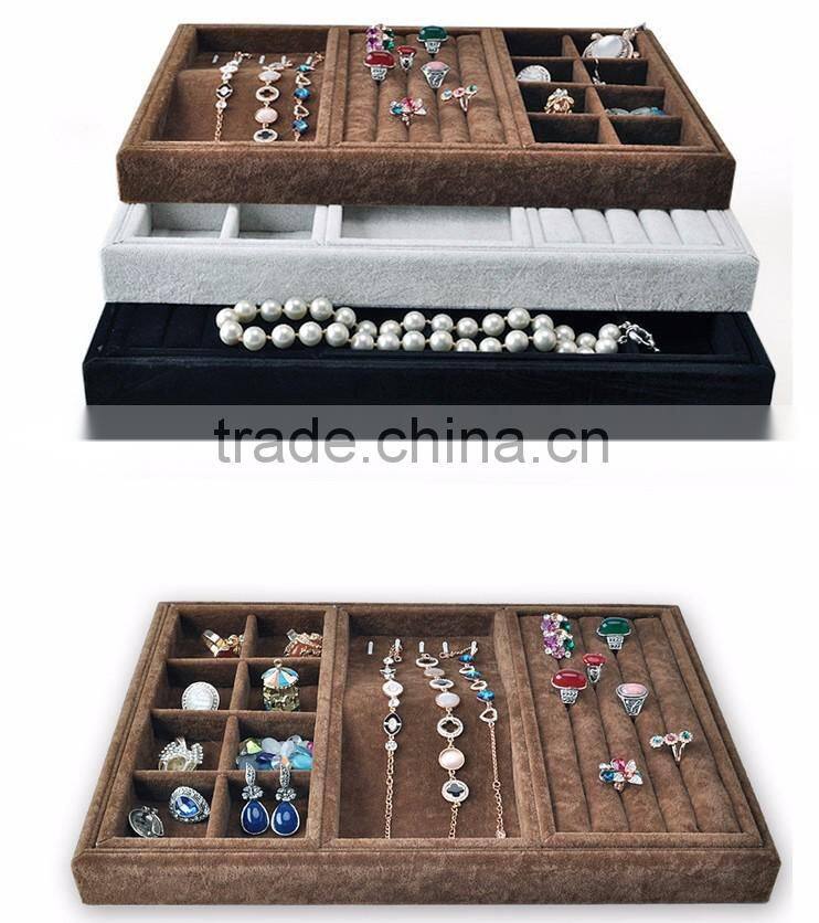 China manufacturer cheap price jewelry tray display stackable velvet