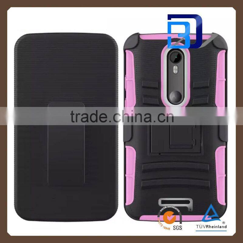 2015 New Modle Heavy duty shockproof armor case 3 in 1 combo belt case For Motorola X3 factory price