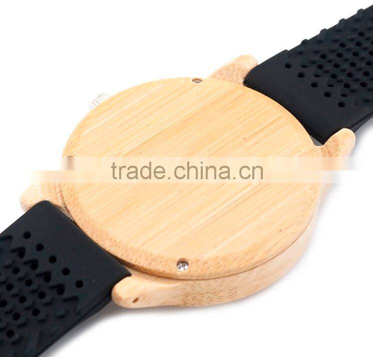 Hot sale type Silicone strap wrist watches for female and male wood watch with your logo