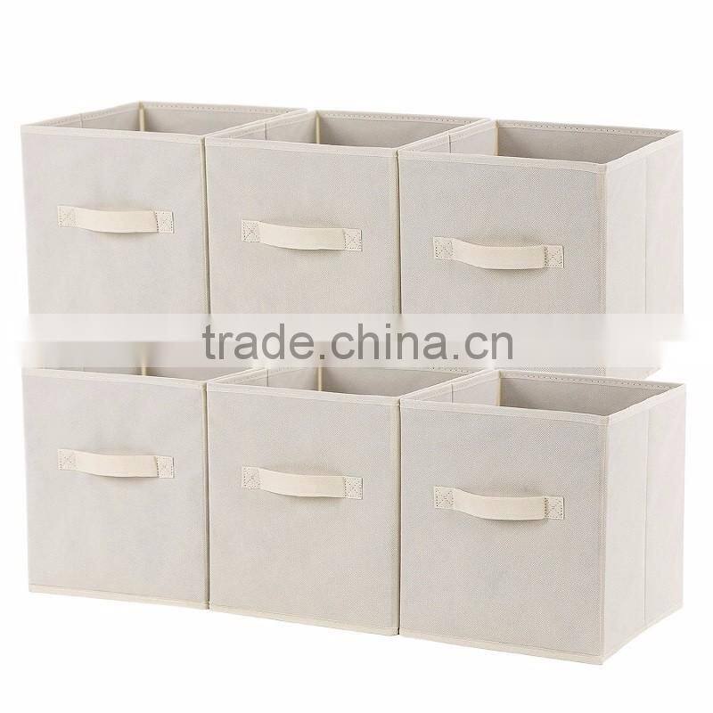 Foldable Storage Cubes Fabric Drawer Baskets Bins Set Closet Organizer Beige