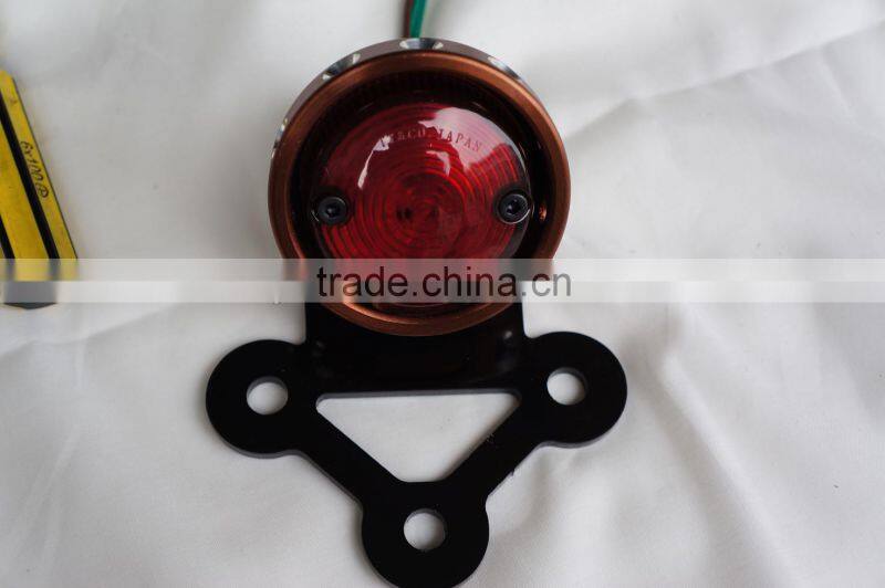 MOTORCYC ROUND "STOP" LED TAIL LIGHT & BRACKET 12v VINTAGE LUCAS STYLE for HARLEY BOBBER CAFE