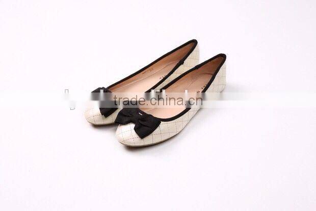 2016 shoes made in china ladies PU quilted soft ballerina with sweet bow