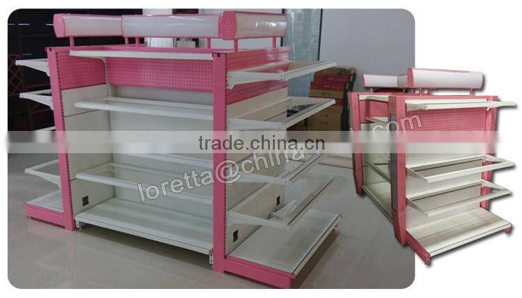 Cosmetics Glass Shelf with Top and Side Sign Light Box