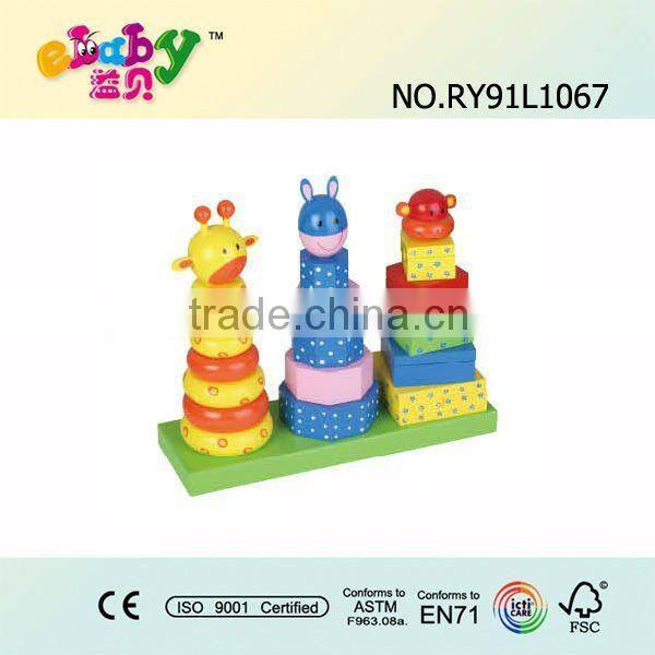 wooden yellow bee stacking toys