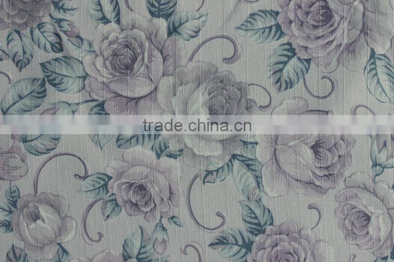 New 100% polyester lining shower curtain fabric flower printed satin fabric price per yard