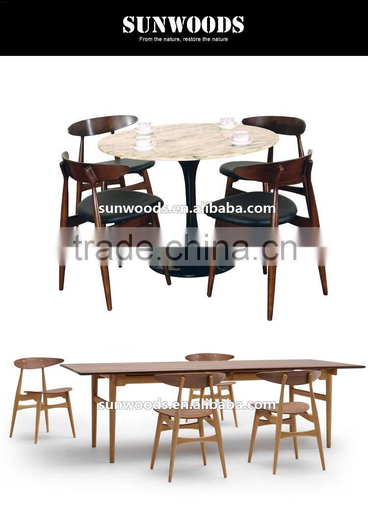 Modern Compact Solid Wood Leather Living Room Dining Chair