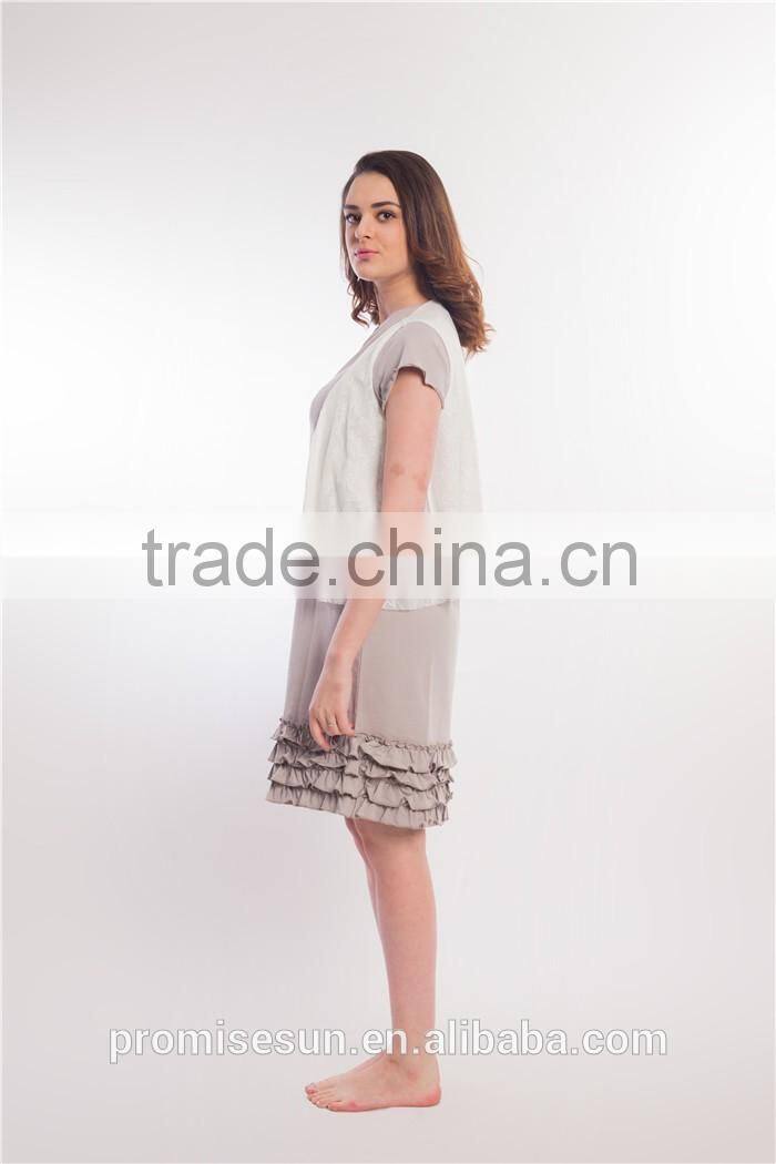 2016 chinese style V-neck flouncing ladies long one piece dress wholesale