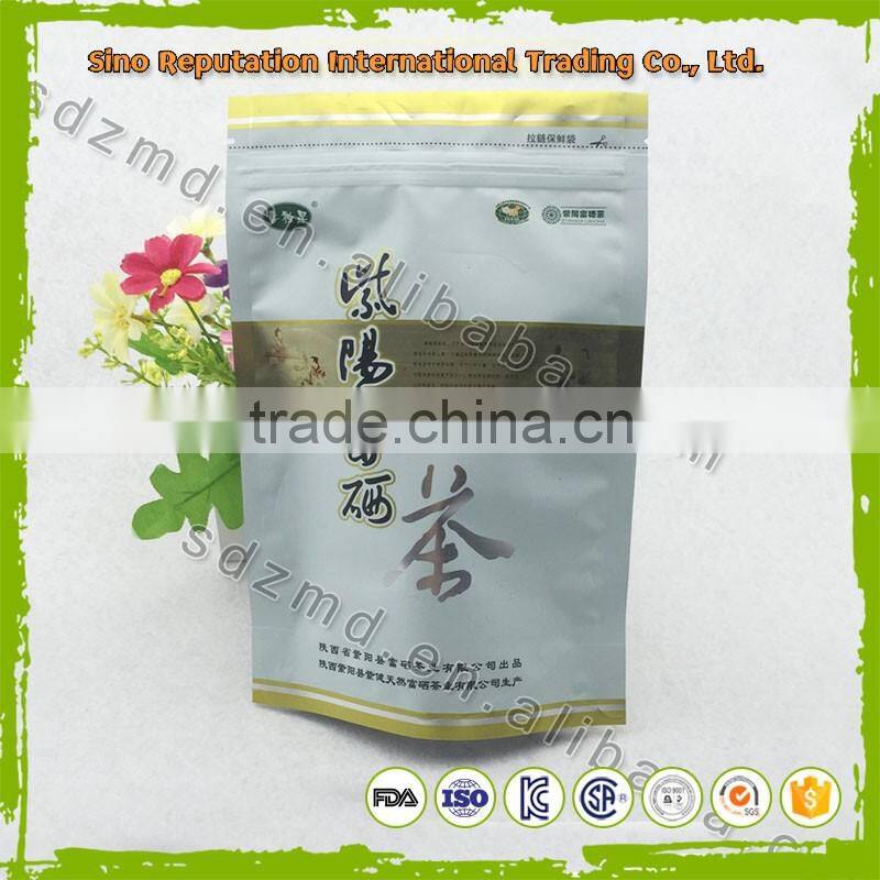 Best quality Stand up aluminium foil green tea bag with zipper top