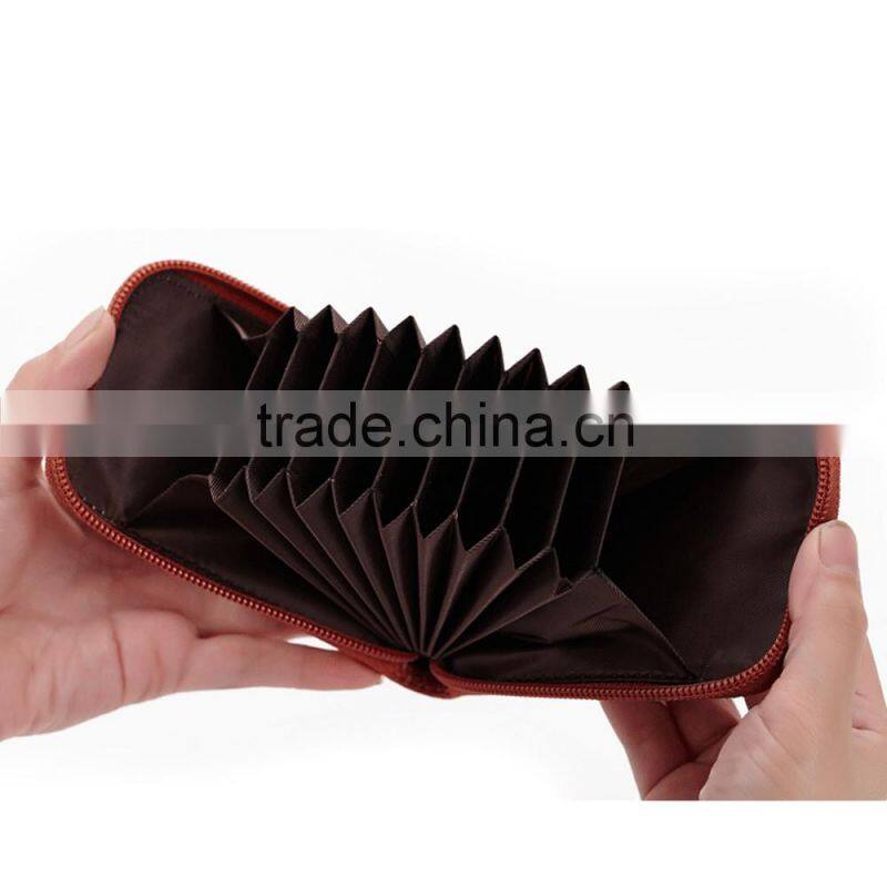 Custom wholesale organ style genuine leather credit card id card holder
