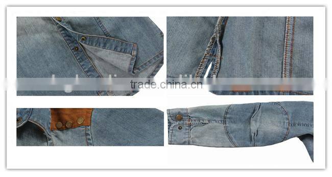 Fashion cowboy clothes top breathable light blue jeans shirt model