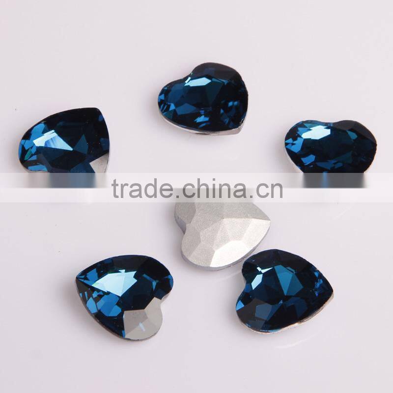 wholesale yiwu Heart shape point back crystal stone for dresses