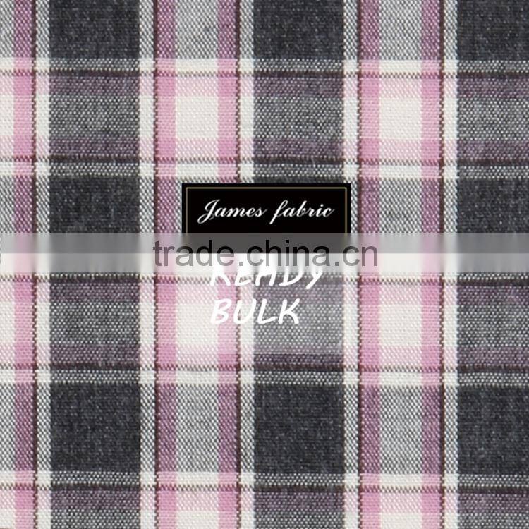 100%Cotton Heather Carbon Peached Check Shirting Fabric