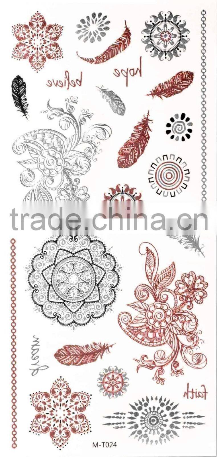 2015 New design Gold Metallic Tattoo Sticker