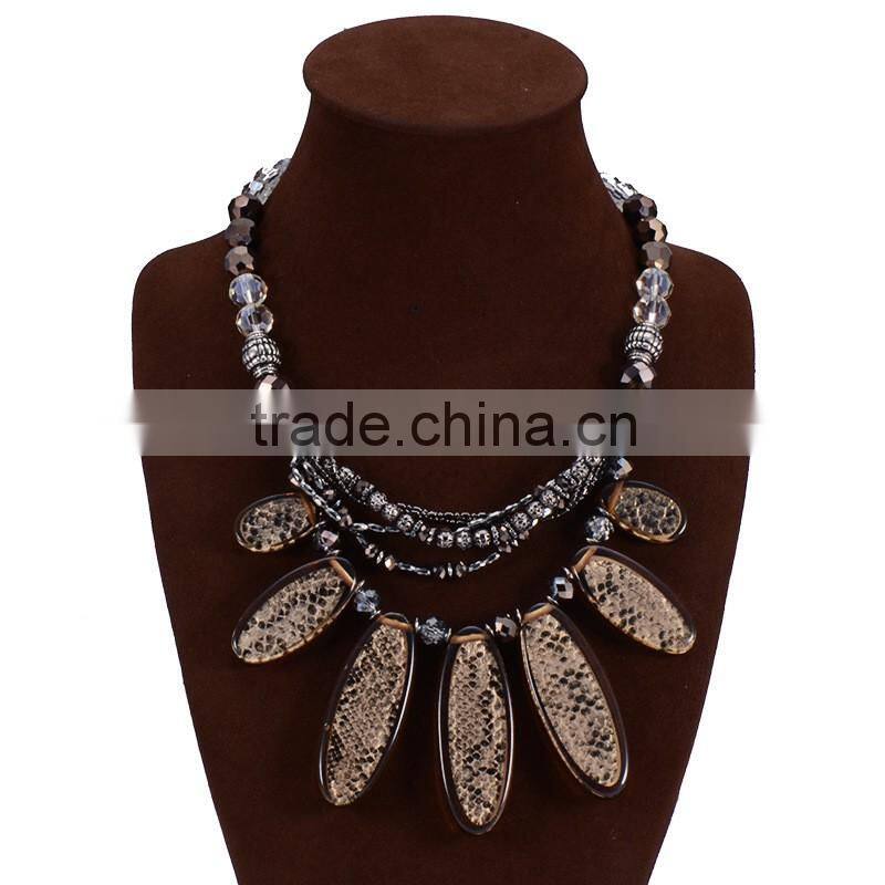 2016 summer latest europe brand snake charm necklace with crystal beads collar jewelry