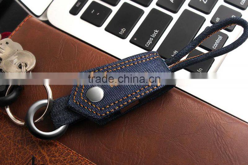 0.2M VOXLINK 5V 1A gift type Denim Key Chain USB Cable Charger Micro USB data Cable for Xiaomi Samsung
