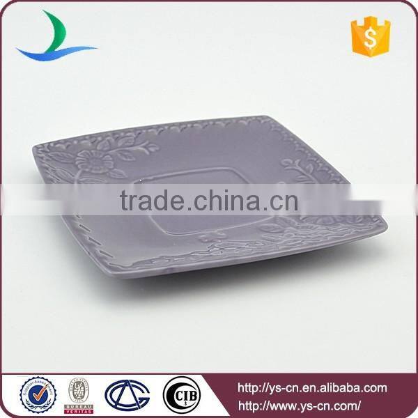 Hot sale flower design ceramic square dish
