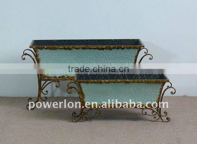 S/3 vintage round Metal garden flower pot for decoration