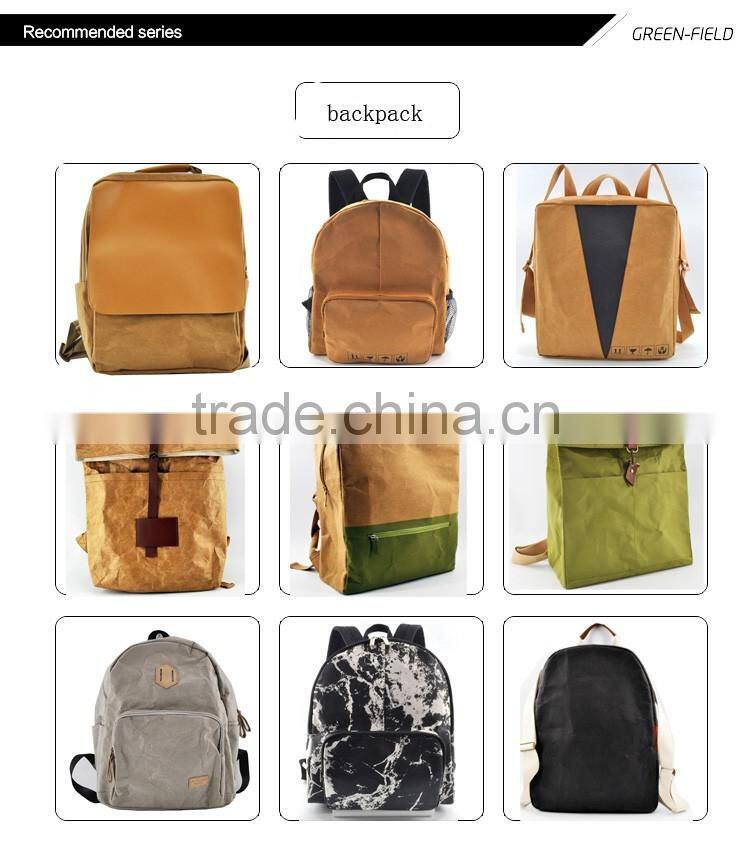 hot selling Street style Washable Kraft Paper backpack grey paper backpack