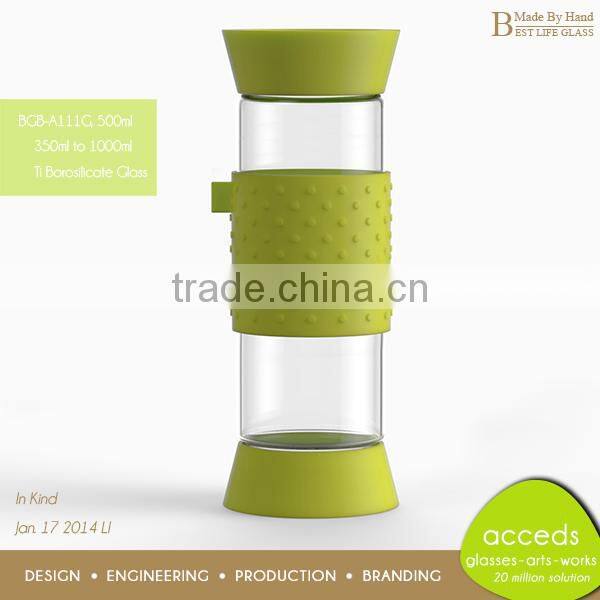 Eco-Friendly Pyrex Glass Silicone Travel Bottle