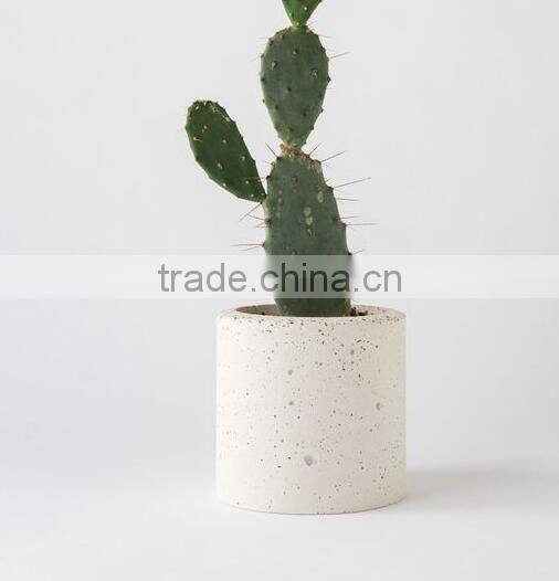 Round white concrete flower pots for garden series