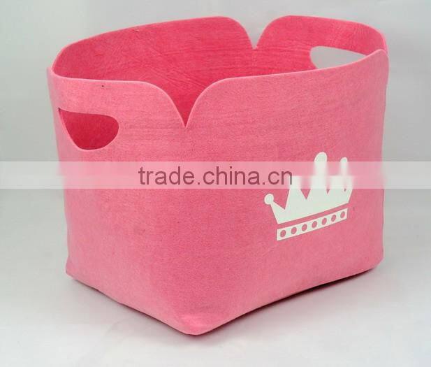 Household Pink Felt Durable Clothes Storage Basket(Medium)