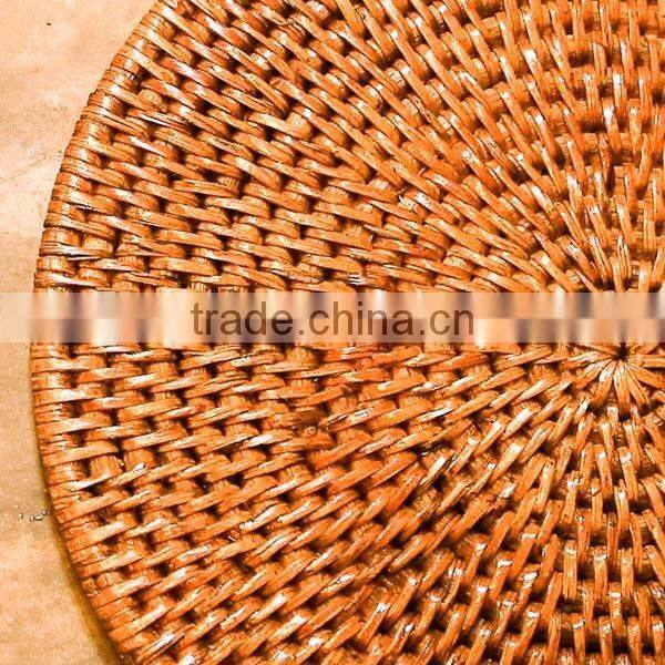 Round Rattan Coasters with Holder (Set of 6) / Rattan platemat