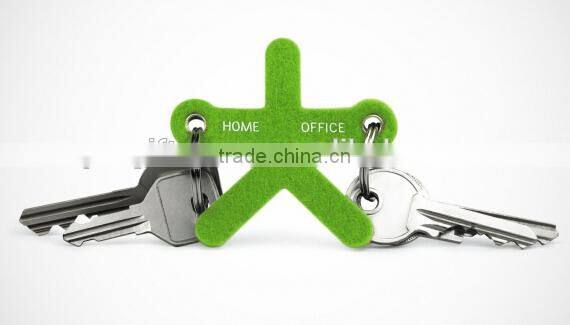 China hot wholesale fashion green boy keyring unique design decorative polyester craft felt separating keychain for home office