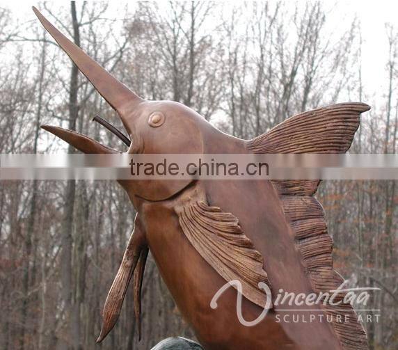 Art Garden Decor Bronze Singal Marlin Fountain for Hot Sale