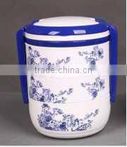 Portable three layers round lunch box with lock