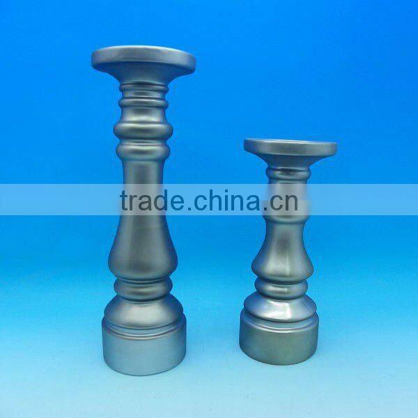 2pcs silver ceramic candlestand