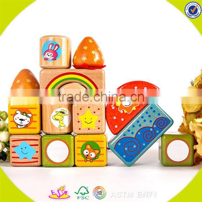 Wholesale hot wooden stacking puzzle blocks toy colorful wooden stacking puzzle blocks toy W13A017