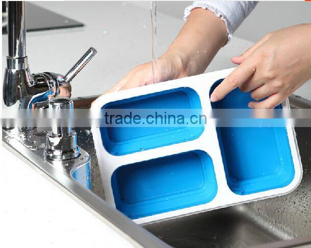 The Large Size Silicone Pack Away Lunch Box Folds Flat