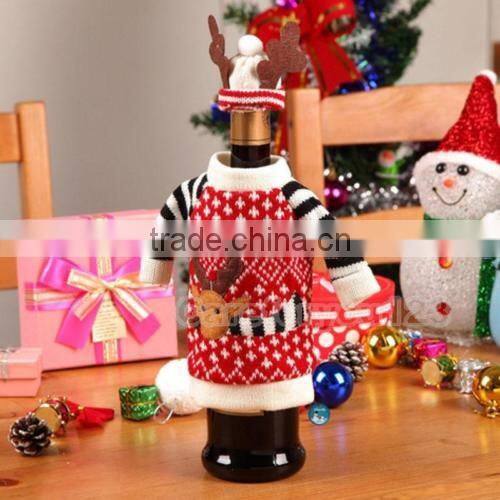 Lovely Wine Bottle elk Cover Xmas Santa Table Decor Christmas Bottle Cap Party Gift