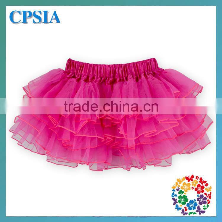 Hot Sale Last Fashion Mini Baby Girls Chiffon Hot Pink Pleated Tutu Skirts With Elastic Band Waistline girls puffy party dresses