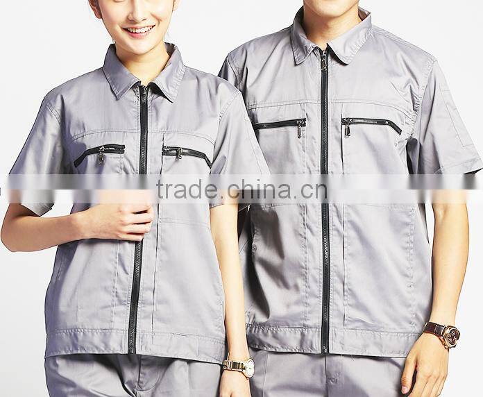 2016 OEM customized unisex garage overall uniforms short sleeve workwear