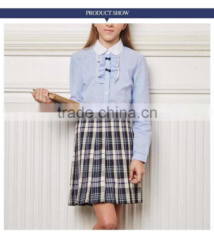 School Girls Cotton Long Sleeve Shirt High School Apparel