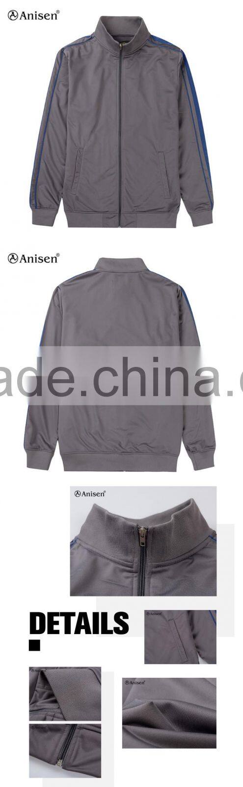 100% nylon men's collar zipper gray jacket