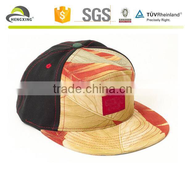 2015 fashion custom 6 panel snapback hats with embossed leather label