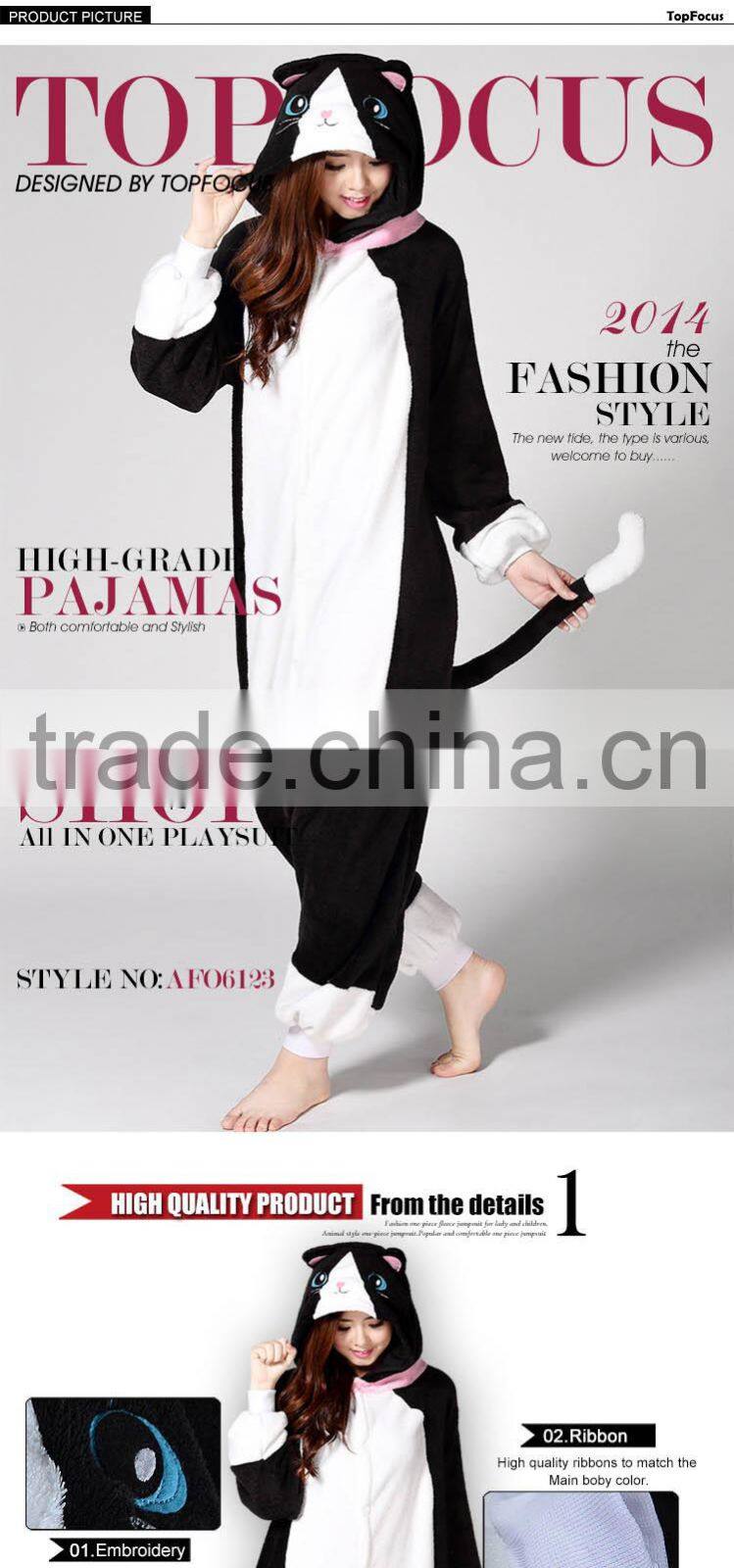 Flannel Fleece Cat Funny Carnival Costume Adult Couple Animal Onesie wholesale