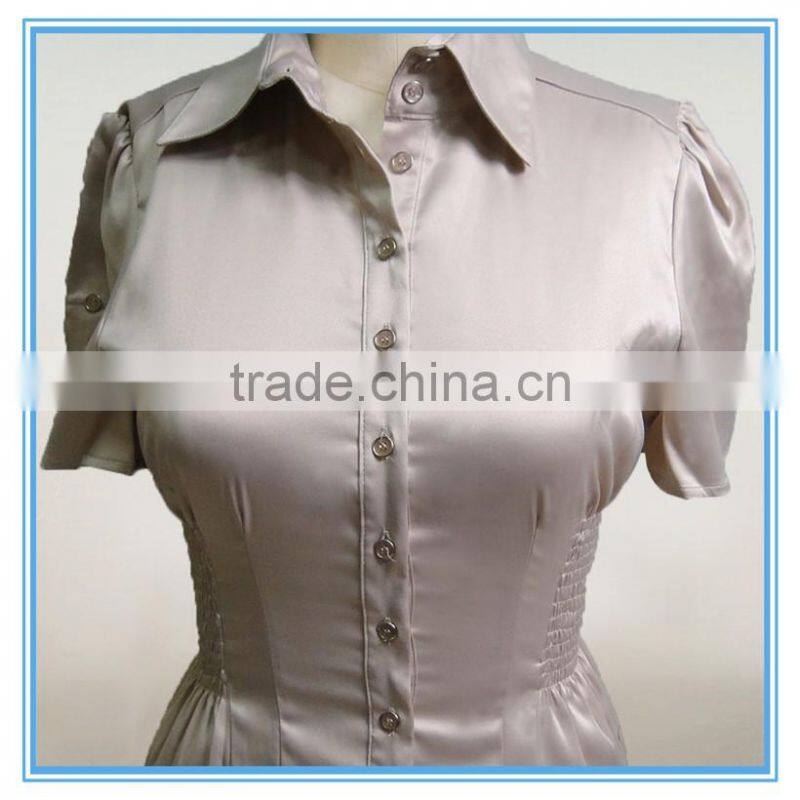 Satin fabric uniform cutting office blouse ladies