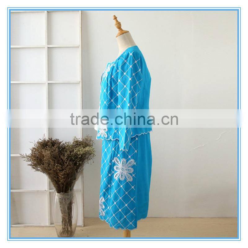 High Quality Embroidery Blue Color Fancy Designer Ladies Office Skirt Suits